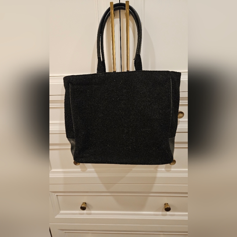 Black wool tote
